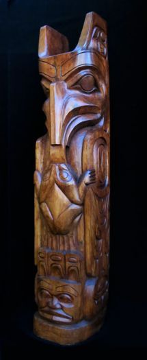 Eagle and Frog Pole - Natural Finish