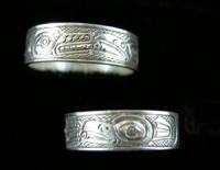 Raven and Wolf Band Ring