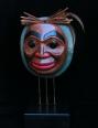 Smiling Moon Mask on Stand with Cedar Bark