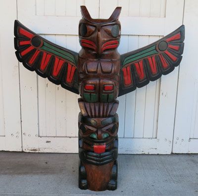 Thunderbird and Bear Pole - Painted Finish